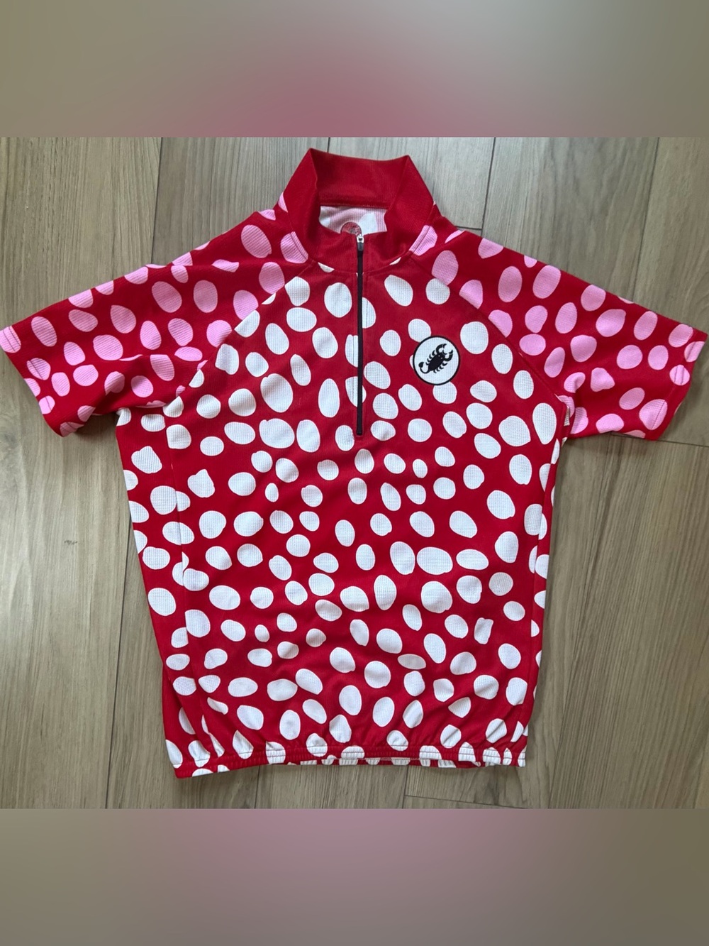 Castelli Scorpion Monogram 1/4 Zip Short Sleeve Women Cycling Jersey L Polka Dot